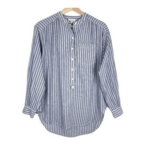 Sundance Blue White Striped Popover Tunic Top | Cotton Blend | Size M